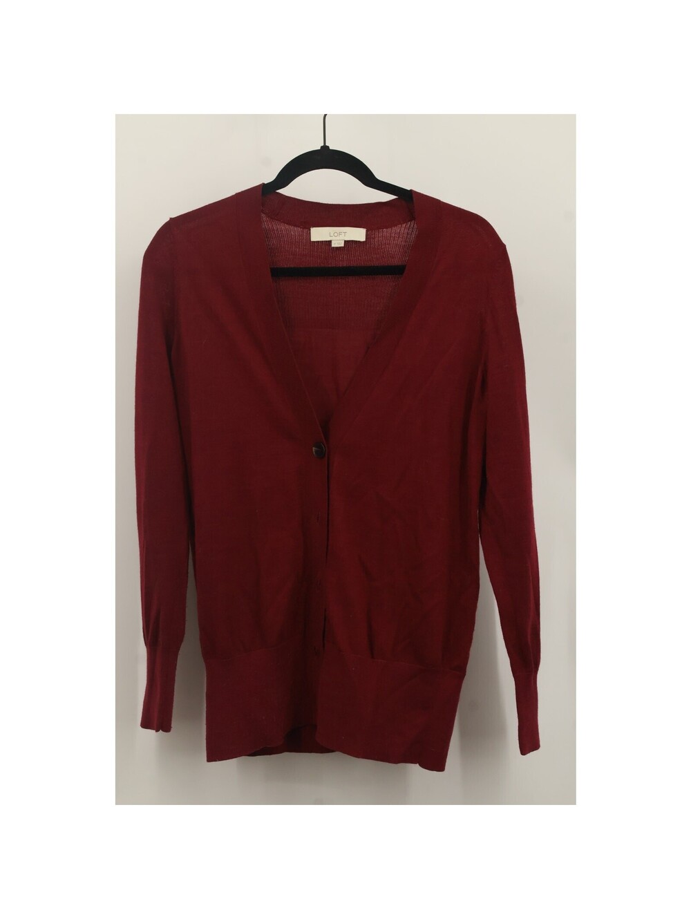 Ann Taylor Loft Women Button-Up Cardigan Sweater Long Sleeve Size M Raspberry
